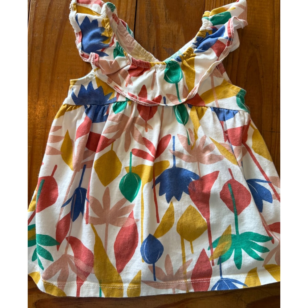 Tea Collection Baby Girls Botanical Leaf Ruffle Flutter Sleeve Top 3-6 Months